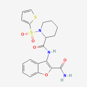 molecular formula C19H19N3O5S2 B2757463 N-(2-carbamoyl-1-benzofuran-3-yl)-1-(thiophene-2-sulfonyl)piperidine-2-carboxamide CAS No. 1097899-24-5