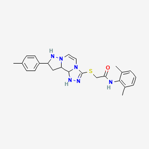 molecular formula C24H22N6OS B2757471 N-(2,6-dimethylphenyl)-2-{[11-(4-methylphenyl)-3,4,6,9,10-pentaazatricyclo[7.3.0.0^{2,6}]dodeca-1(12),2,4,7,10-pentaen-5-yl]sulfanyl}acetamide CAS No. 1223779-16-5
