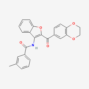 molecular formula C25H19NO5 B2757493 N-[2-(2,3-dihydro-1,4-benzodioxine-6-carbonyl)-1-benzofuran-3-yl]-3-methylbenzamide CAS No. 886185-53-1