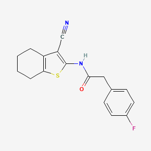 molecular formula C17H15FN2OS B2757534 N-(3-cyano-4,5,6,7-tetrahydro-1-benzothiophen-2-yl)-2-(4-fluorophenyl)acetamide CAS No. 899731-76-1