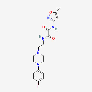 molecular formula C18H22FN5O3 B2757556 N'-{2-[4-(4-fluorophenyl)piperazin-1-yl]ethyl}-N-(5-methyl-1,2-oxazol-3-yl)ethanediamide CAS No. 1049571-37-0