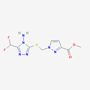 molecular formula C9H10F2N6O2S B2757563 methyl 1-({[4-amino-5-(difluoromethyl)-4H-1,2,4-triazol-3-yl]sulfanyl}methyl)-1H-pyrazole-3-carboxylate CAS No. 956440-79-2
