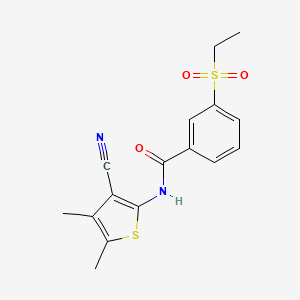 molecular formula C16H16N2O3S2 B2757603 N-(3-cyano-4,5-dimethylthiophen-2-yl)-3-(ethanesulfonyl)benzamide CAS No. 886928-02-5