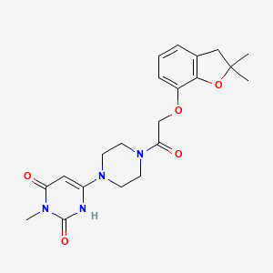 molecular formula C21H26N4O5 B2757643 6-(4-(2-((2,2-dimethyl-2,3-dihydrobenzofuran-7-yl)oxy)acetyl)piperazin-1-yl)-3-methylpyrimidine-2,4(1H,3H)-dione CAS No. 2320209-37-6