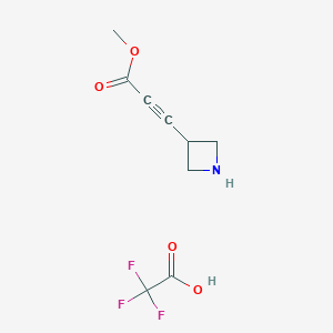 molecular formula C9H10F3NO4 B2757668 Methyl 3-(azetidin-3-yl)prop-2-ynoate;2,2,2-trifluoroacetic acid CAS No. 2247102-79-8