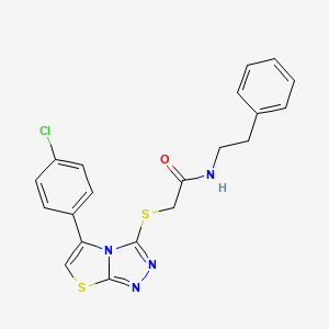 molecular formula C20H17ClN4OS2 B2757687 2-((5-(4-chlorophenyl)thiazolo[2,3-c][1,2,4]triazol-3-yl)thio)-N-phenethylacetamide CAS No. 671199-93-2