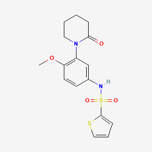 molecular formula C16H18N2O4S2 B2757692 N-[4-methoxy-3-(2-oxopiperidin-1-yl)phenyl]thiophene-2-sulfonamide CAS No. 941983-37-5