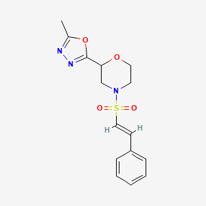 molecular formula C15H17N3O4S B2757710 2-(5-Methyl-1,3,4-oxadiazol-2-yl)-4-[(E)-2-phenylethenyl]sulfonylmorpholine CAS No. 2111906-72-8