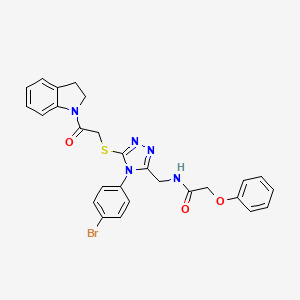 molecular formula C27H24BrN5O3S B2757711 N-((4-(4-bromophenyl)-5-((2-(indolin-1-yl)-2-oxoethyl)thio)-4H-1,2,4-triazol-3-yl)methyl)-2-phenoxyacetamide CAS No. 394214-75-6