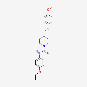 molecular formula C22H28N2O3S B2757735 N-(4-ethoxyphenyl)-4-(((4-methoxyphenyl)thio)methyl)piperidine-1-carboxamide CAS No. 1421476-74-5