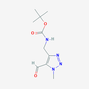 molecular formula C10H16N4O3 B2757741 tert-Butyl ((5-formyl-1-methyl-1H-1,2,3-triazol-4-yl)methyl)carbamate CAS No. 2219376-69-7
