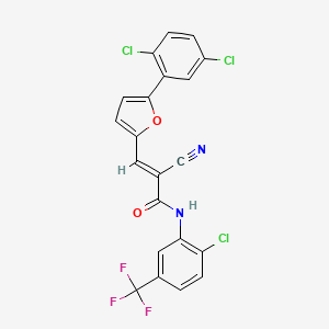 molecular formula C21H10Cl3F3N2O2 B2757756 N-[2-chloro-5-(trifluoromethyl)phenyl]-2-cyano-3-[5-(2,5-dichlorophenyl)furan-2-yl]prop-2-enamide CAS No. 345243-75-6