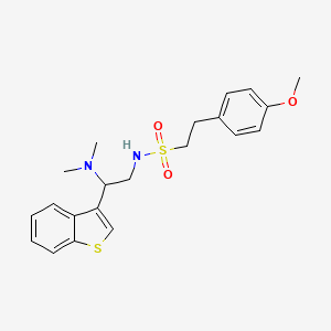 molecular formula C21H26N2O3S2 B2757770 N-(2-(benzo[b]thiophen-3-yl)-2-(dimethylamino)ethyl)-2-(4-methoxyphenyl)ethanesulfonamide CAS No. 2034310-80-8
