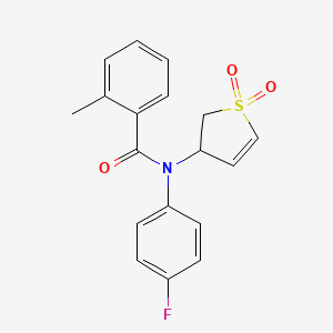 molecular formula C18H16FNO3S B2757787 N-(1,1-dioxido-2,3-dihydrothiophen-3-yl)-N-(4-fluorophenyl)-2-methylbenzamide CAS No. 852438-91-6