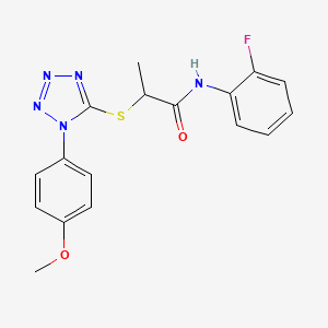 molecular formula C17H16FN5O2S B2757798 N-(2-fluorophenyl)-2-{[1-(4-methoxyphenyl)-1H-1,2,3,4-tetrazol-5-yl]sulfanyl}propanamide CAS No. 887348-27-8