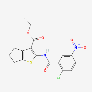 molecular formula C17H15ClN2O5S B2757825 ethyl 2-[(2-chloro-5-nitrobenzoyl)amino]-5,6-dihydro-4H-cyclopenta[b]thiophene-3-carboxylate CAS No. 312925-59-0
