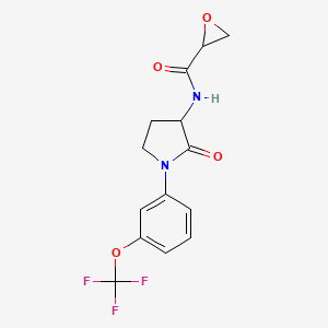 molecular formula C14H13F3N2O4 B2757870 N-[2-Oxo-1-[3-(trifluoromethoxy)phenyl]pyrrolidin-3-yl]oxirane-2-carboxamide CAS No. 2418649-65-5