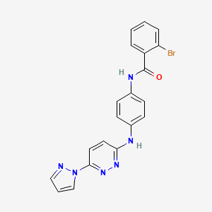 molecular formula C20H15BrN6O B2757871 2-bromo-N-(4-{[6-(1H-pyrazol-1-yl)pyridazin-3-yl]amino}phenyl)benzamide CAS No. 1019105-33-9