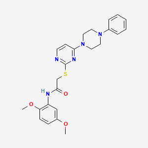 molecular formula C24H27N5O3S B2757879 N-(2,5-dimethoxyphenyl)-2-{[4-(4-phenylpiperazin-1-yl)pyrimidin-2-yl]sulfanyl}acetamide CAS No. 1116036-68-0