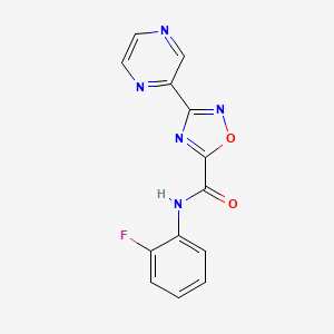 molecular formula C13H8FN5O2 B2757908 N-(2-fluorophenyl)-3-(pyrazin-2-yl)-1,2,4-oxadiazole-5-carboxamide CAS No. 1219902-18-7