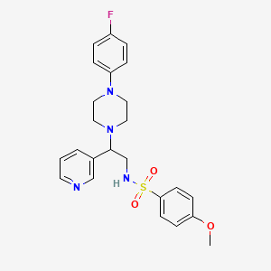 molecular formula C24H27FN4O3S B2757937 N-{2-[4-(4-fluorophenyl)piperazin-1-yl]-2-(pyridin-3-yl)ethyl}-4-methoxybenzene-1-sulfonamide CAS No. 863586-73-6