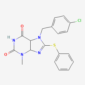 molecular formula C19H15ClN4O2S B2757962 7-[(4-chlorophenyl)methyl]-3-methyl-8-(phenylsulfanyl)-2,3,6,7-tetrahydro-1H-purine-2,6-dione CAS No. 672342-61-9