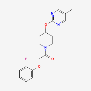 B2758008 2-(2-Fluorophenoxy)-1-[4-(5-methylpyrimidin-2-yl)oxypiperidin-1-yl]ethanone CAS No. 2379993-45-8