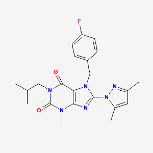 B2758013 8-(3,5-dimethyl-1H-pyrazol-1-yl)-7-(4-fluorobenzyl)-1-isobutyl-3-methyl-1H-purine-2,6(3H,7H)-dione CAS No. 1019102-39-6