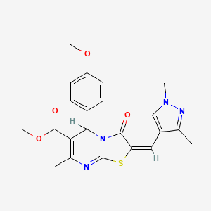 (E)-methyl 2-((1,3-dimethyl-1H-pyrazol-4-yl)methylene)-5-(4-methoxyphenyl)-7-methyl-3-oxo-3,5-dihydro-2H-thiazolo[3,2-a]pyrimidine-6-carboxylate
