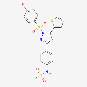 N-[4-[2-(4-fluorophenyl)sulfonyl-3-thiophen-2-yl-3,4-dihydropyrazol-5-yl]phenyl]methanesulfonamide
