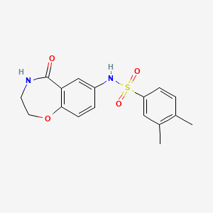 molecular formula C17H18N2O4S B2758023 3,4-dimethyl-N-(5-oxo-2,3,4,5-tetrahydrobenzo[f][1,4]oxazepin-7-yl)benzenesulfonamide CAS No. 922009-33-4