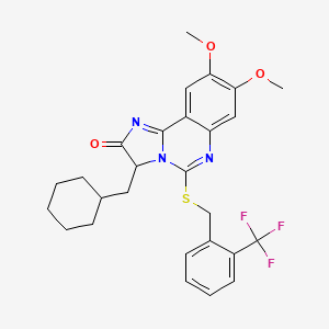 3-(cyclohexylmethyl)-8,9-dimethoxy-5-[[2-(trifluoromethyl)phenyl]methylsulfanyl]-3H-imidazo[1,2-c]quinazolin-2-one