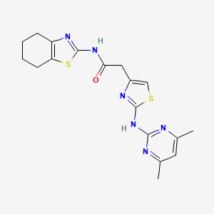 molecular formula C18H20N6OS2 B2758045 2-(2-((4,6-dimethylpyrimidin-2-yl)amino)thiazol-4-yl)-N-(4,5,6,7-tetrahydrobenzo[d]thiazol-2-yl)acetamide CAS No. 1226453-45-7