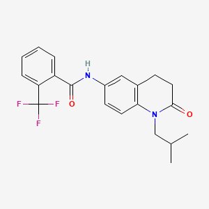 molecular formula C21H21F3N2O2 B2758053 N-(1-isobutyl-2-oxo-1,2,3,4-tetrahydroquinolin-6-yl)-2-(trifluoromethyl)benzamide CAS No. 941991-58-8