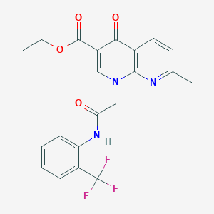 Ethyl 7-methyl-4-oxo-1-(2-oxo-2-((2-(trifluoromethyl)phenyl)amino)ethyl)-1,4-dihydro-1,8-naphthyridine-3-carboxylate