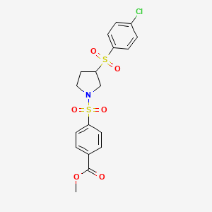 molecular formula C18H18ClNO6S2 B2758058 Methyl 4-((3-((4-chlorophenyl)sulfonyl)pyrrolidin-1-yl)sulfonyl)benzoate CAS No. 1448069-95-1