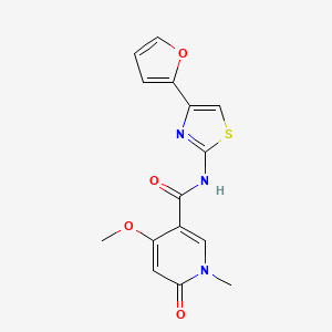 molecular formula C15H13N3O4S B2758061 N-(4-(furan-2-yl)thiazol-2-yl)-4-methoxy-1-methyl-6-oxo-1,6-dihydropyridine-3-carboxamide CAS No. 2034318-99-3