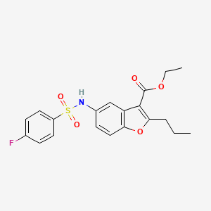 molecular formula C20H20FNO5S B2758063 ETHYL 5-(4-FLUOROBENZENESULFONAMIDO)-2-PROPYL-1-BENZOFURAN-3-CARBOXYLATE CAS No. 432001-86-0