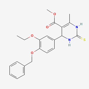 molecular formula C22H24N2O4S B2758072 methyl 4-[4-(benzyloxy)-3-ethoxyphenyl]-6-methyl-2-sulfanylidene-1,2,3,4-tetrahydropyrimidine-5-carboxylate CAS No. 394245-81-9