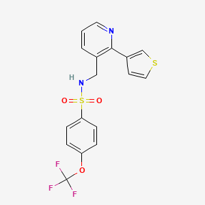 molecular formula C17H13F3N2O3S2 B2758085 N-((2-(thiophen-3-yl)pyridin-3-yl)methyl)-4-(trifluoromethoxy)benzenesulfonamide CAS No. 2034269-39-9