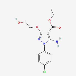 molecular formula C14H16ClN3O4 B2758092 ethyl 5-amino-1-(4-chlorophenyl)-3-(2-hydroxyethoxy)-1H-pyrazole-4-carboxylate CAS No. 321391-78-0