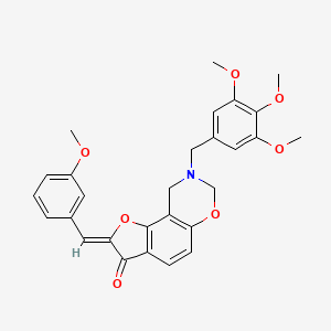 molecular formula C28H27NO7 B2758101 (Z)-2-(3-methoxybenzylidene)-8-(3,4,5-trimethoxybenzyl)-8,9-dihydro-2H-benzofuro[7,6-e][1,3]oxazin-3(7H)-one CAS No. 951934-17-1