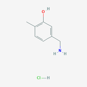 molecular formula C8H12ClNO B2758104 5-(Aminomethyl)-2-methylphenol;hydrochloride CAS No. 943752-16-7