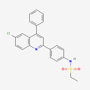 molecular formula C23H19ClN2O2S B2758107 N-(4-(6-chloro-4-phenylquinolin-2-yl)phenyl)ethanesulfonamide CAS No. 865616-18-8