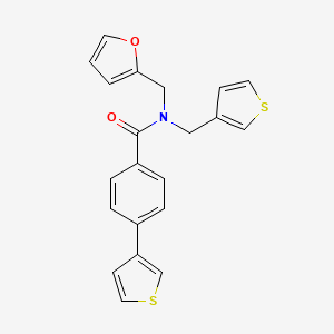 molecular formula C21H17NO2S2 B2758131 N-(furan-2-ylmethyl)-4-(thiophen-3-yl)-N-(thiophen-3-ylmethyl)benzamide CAS No. 2034352-76-4