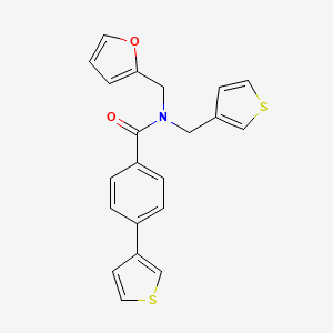 N-(furan-2-ylmethyl)-4-(thiophen-3-yl)-N-(thiophen-3-ylmethyl)benzamide