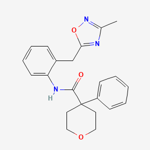 molecular formula C22H23N3O3 B2758133 N-{2-[(3-METHYL-1,2,4-OXADIAZOL-5-YL)METHYL]PHENYL}-4-PHENYLOXANE-4-CARBOXAMIDE CAS No. 1448126-30-4