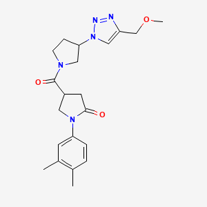 molecular formula C21H27N5O3 B2758170 1-(3,4-二甲基苯基)-4-{3-[4-(甲氧基甲基)-1H-1,2,3-噻唑-1-基]吡咯啉-1-羰基}吡咯啉-2-酮 CAS No. 2097923-72-1