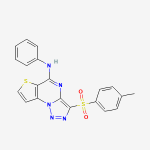 molecular formula C20H15N5O2S2 B2758188 3-[(4-methylphenyl)sulfonyl]-N-phenylthieno[2,3-e][1,2,3]triazolo[1,5-a]pyrimidin-5-amine CAS No. 892733-27-6