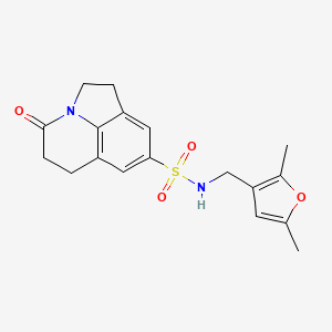 molecular formula C18H20N2O4S B2758191 N-((2,5-dimethylfuran-3-yl)methyl)-4-oxo-2,4,5,6-tetrahydro-1H-pyrrolo[3,2,1-ij]quinoline-8-sulfonamide CAS No. 1797587-74-6